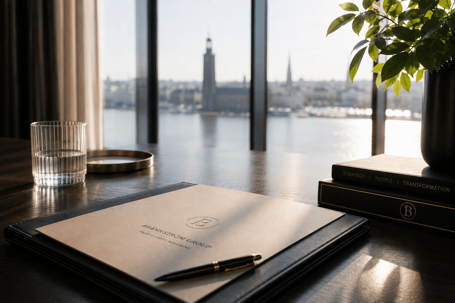 Ljust kontor dagtid, symbol för dialog, eftertanke och ömsesidigt förtroende